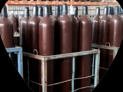 Helium gas cylinders prepared for supply